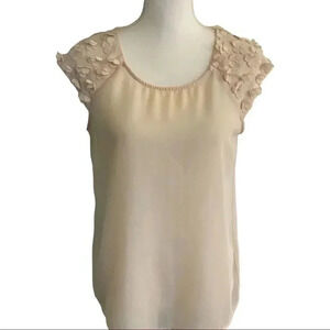 Forever 21 size M beige blouse with embellished sleeves GUC